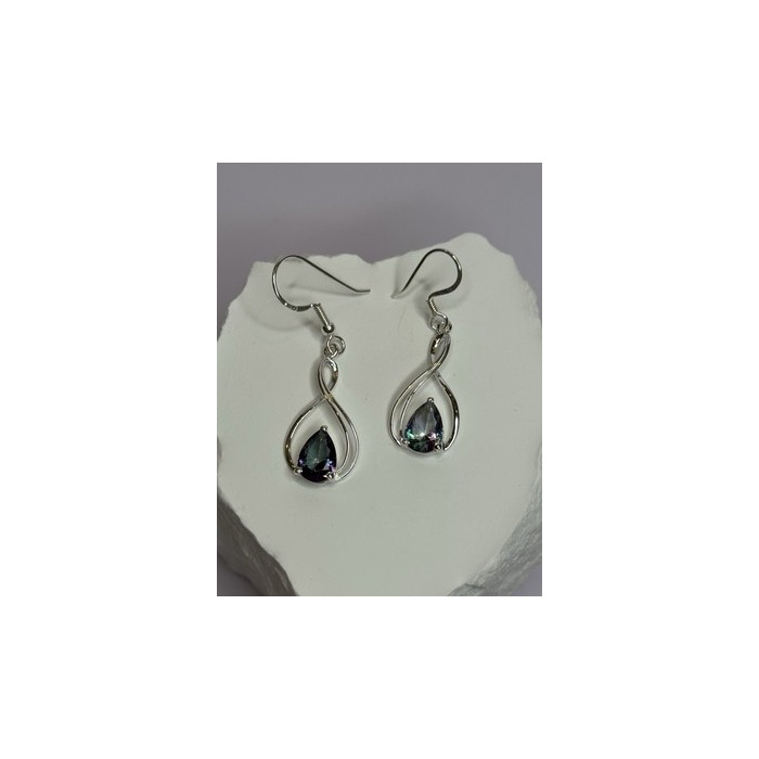 925 Sterling Silver Alexandrite Earrings Length 1.8 Inch