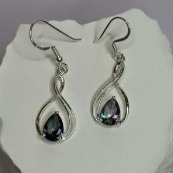 925 Sterling Silver Alexandrite Earrings Length 1.8 Inch
