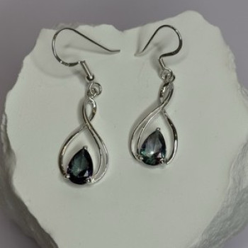 925 Sterling Silver Alexandrite Earrings Length 1.8 Inch