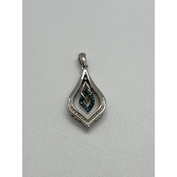 925 Sterling Silver Blue & White Spinel Pendant Length 33 Mm