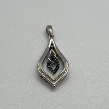 925 Sterling Silver Blue & White Spinel Pendant Length 33 Mm