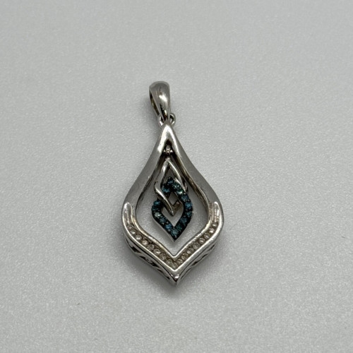 925 Sterling Silver Blue & White Spinel Pendant Length 33 Mm