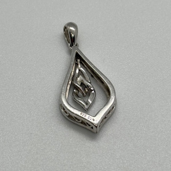 925 Sterling Silver Blue & White Spinel Pendant Length 33 Mm