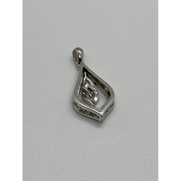 925 Sterling Silver Blue & White Spinel Pendant Length 33 Mm