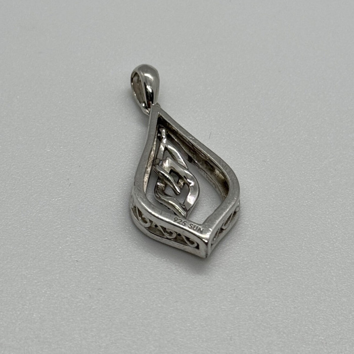 925 Sterling Silver Blue & White Spinel Pendant Length 33 Mm