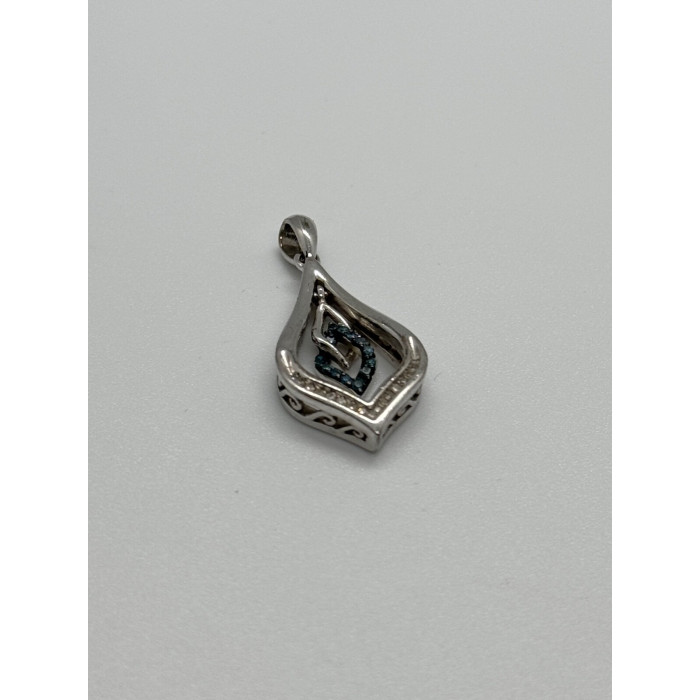 925 Sterling Silver Blue & White Spinel Pendant Length 33 Mm