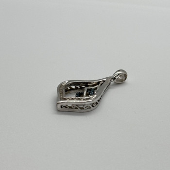 925 Sterling Silver Blue & White Spinel Pendant Length 33 Mm