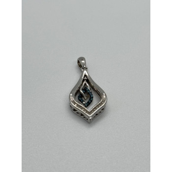 925 Sterling Silver Blue & White Spinel Pendant Length 33 Mm