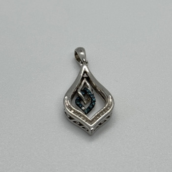 925 Sterling Silver Blue & White Spinel Pendant Length 33 Mm