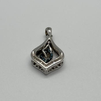 925 Sterling Silver Blue & White Spinel Pendant Length 33 Mm