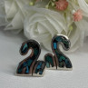 Vintage Taxco 925 Sterling Silver Turquoise Earrings Length 0.92 Inch
