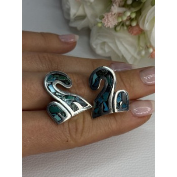 Vintage Taxco 925 Sterling Silver Turquoise Earrings Length 0.92 Inch