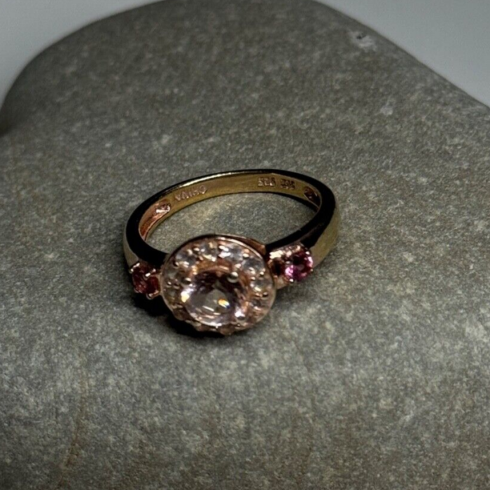 925 Sterling Silver Gold Plated Spinel Ring Size 7