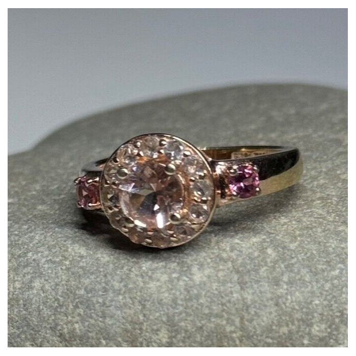 925 Sterling Silver Gold Plated Spinel Ring Size 7