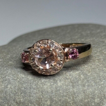 925 Sterling Silver Gold Plated Spinel Ring Size 7