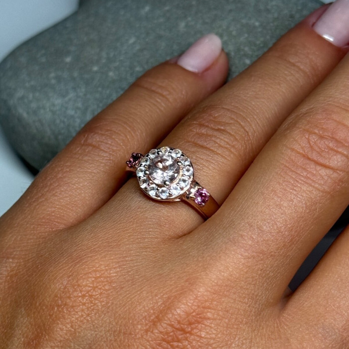 925 Sterling Silver Gold Plated Spinel Ring Size 7
