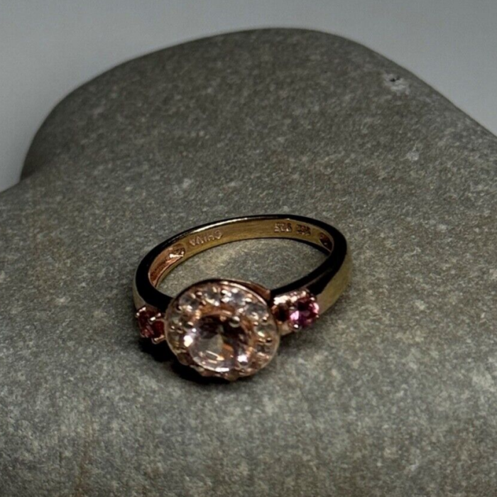 925 Sterling Silver Gold Plated Spinel Ring Size 7