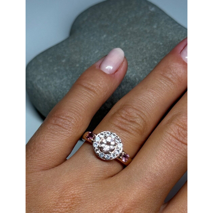 925 Sterling Silver Gold Plated Spinel Ring Size 7