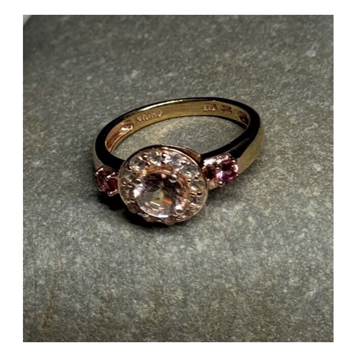 925 Sterling Silver Gold Plated Spinel Ring Size 7