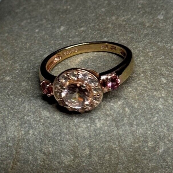 925 Sterling Silver Gold Plated Spinel Ring Size 7