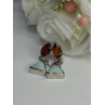 925 Sterling Silver Amber & Larimar Earrings Length 1.30 Inch
