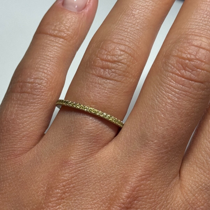 925 Sterling Silver Gold Plated CZ Ring Size 6