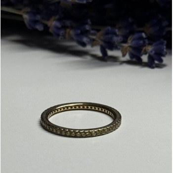 925 Sterling Silver Gold Plated CZ Ring Size 6