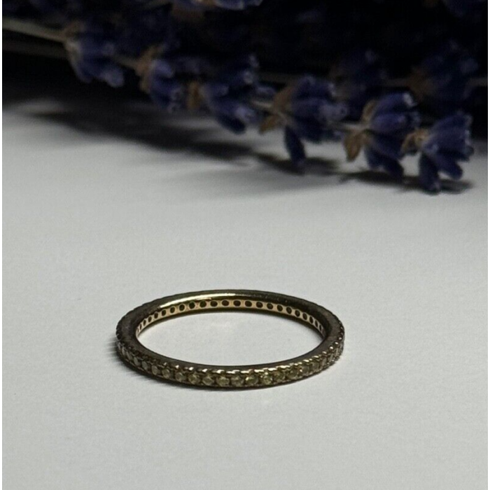 925 Sterling Silver Gold Plated CZ Ring Size 6