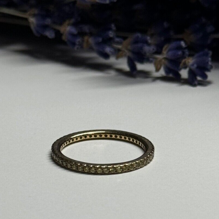 925 Sterling Silver Gold Plated CZ Ring Size 6