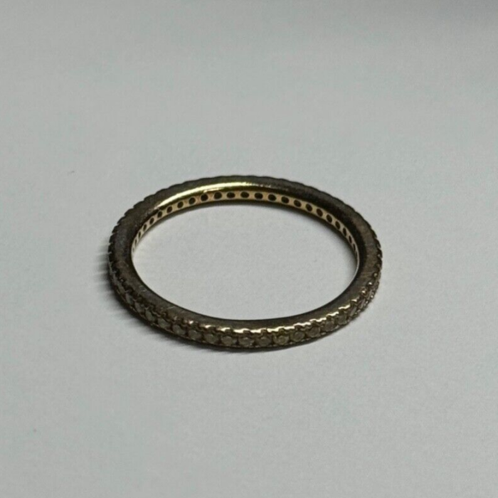 925 Sterling Silver Gold Plated CZ Ring Size 6