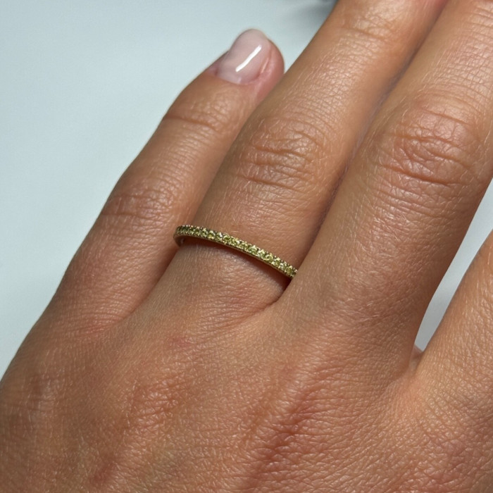 925 Sterling Silver Gold Plated CZ Ring Size 6
