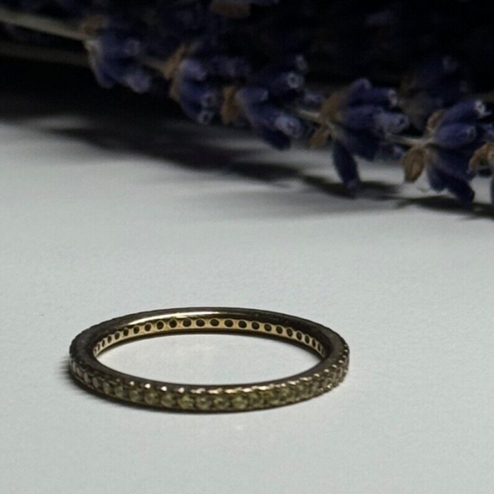 925 Sterling Silver Gold Plated CZ Ring Size 6