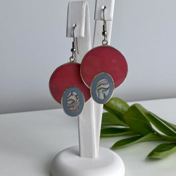 925 Sterling Silver Haliotis & Enamel Earrings