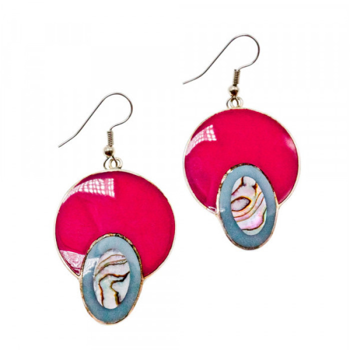 925 Sterling Silver Haliotis & Enamel Earrings
