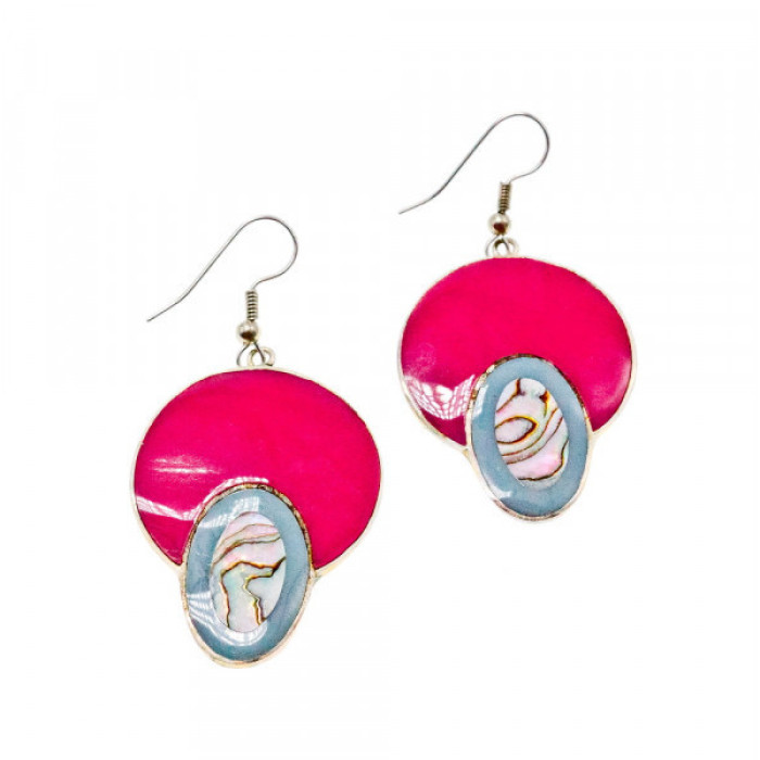 925 Sterling Silver Haliotis & Enamel Earrings