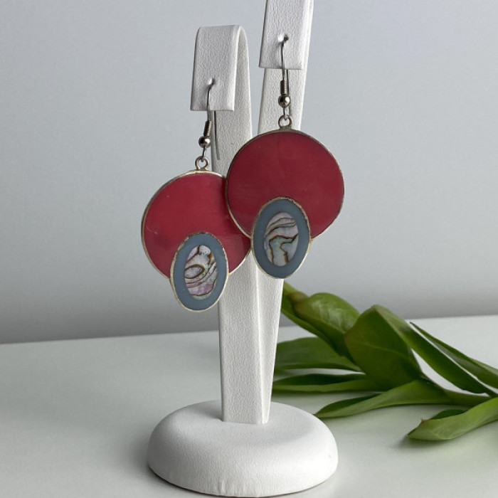 925 Sterling Silver Haliotis & Enamel Earrings