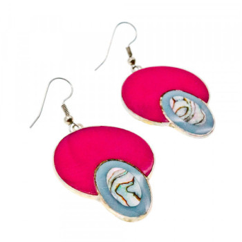 925 Sterling Silver Haliotis & Enamel Earrings