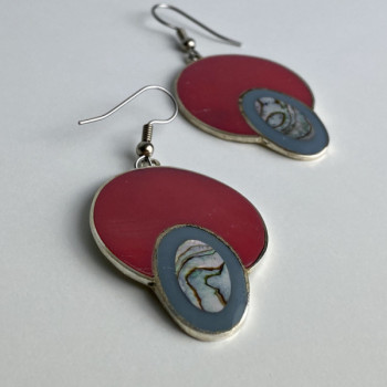 925 Sterling Silver Haliotis & Enamel Earrings
