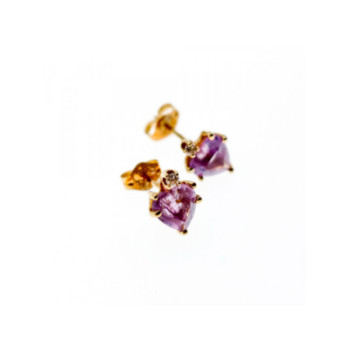 14K YELLOW GOLD AMETHYST & DIAMONDS 