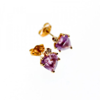14K Yellow Gold Amethyst & Diamonds 