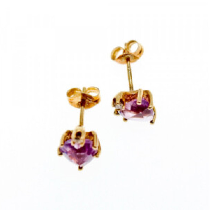14K Yellow Gold Amethyst & Diamonds 