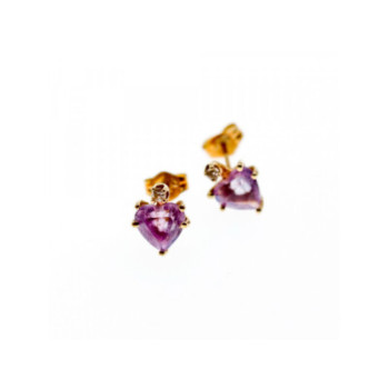 14K YELLOW GOLD AMETHYST & DIAMONDS 