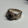 Vintage 925 Sterling Silver Black Enamel Face Ring Size 8