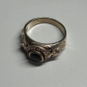 Vintage 925 Sterling Silver Black Enamel Face Ring Size 8
