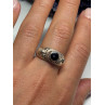 Vintage 925 Sterling Silver Black Enamel Face Ring Size 8