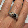 Vintage 925 Sterling Silver Black Enamel Face Ring Size 8