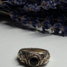 Vintage 925 Sterling Silver Black Enamel Face Ring Size 8