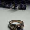 Vintage 925 Sterling Silver Black Enamel Face Ring Size 8