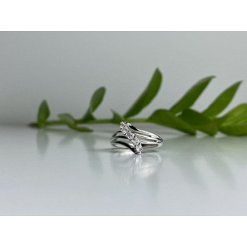 925 Sterling Silver White Topaz Ring Size 7