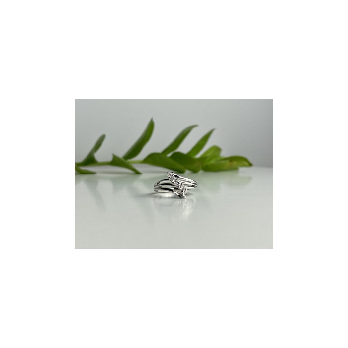 925 Sterling Silver White Topaz Ring Size 7